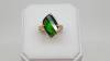 RING TWISTED MARQUISE 14K YG  10X16MM EMERALD GREEN
